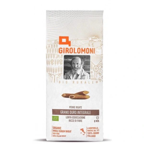 GIROLOMONI Makaron penne rigate pełnoziarnisty z pszenicy durum BIO 500 g