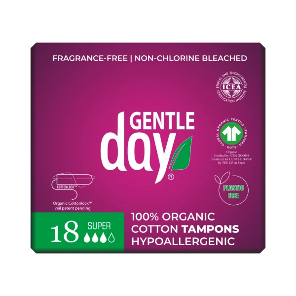 Gentle day tampony ze 100 % bawełny ekologicznej  super 18 szt.