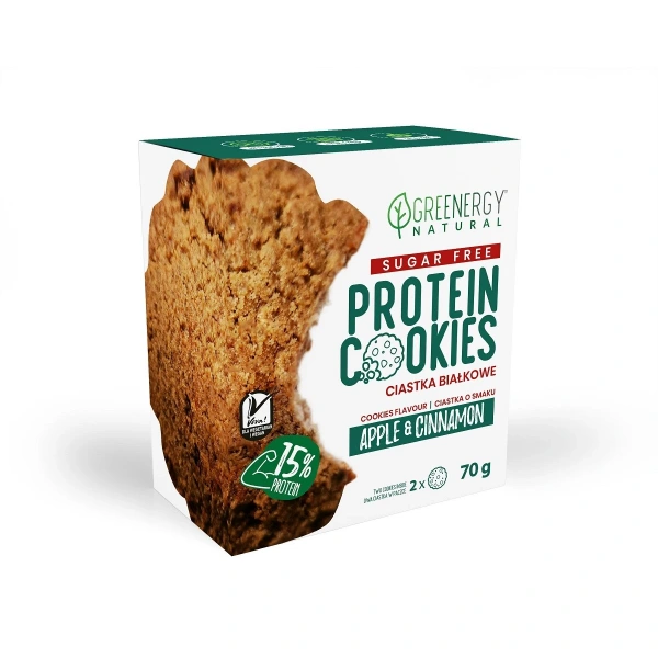 Greenergy ciastka proteinowe jabłko  cynamon bez cukru (2 x 35 g) 70 g
