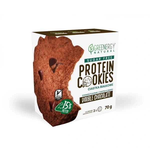 Greenergy ciastka proteinowe podwójnie czekoladowe bez cukru (2 x 35 g) 70 g
