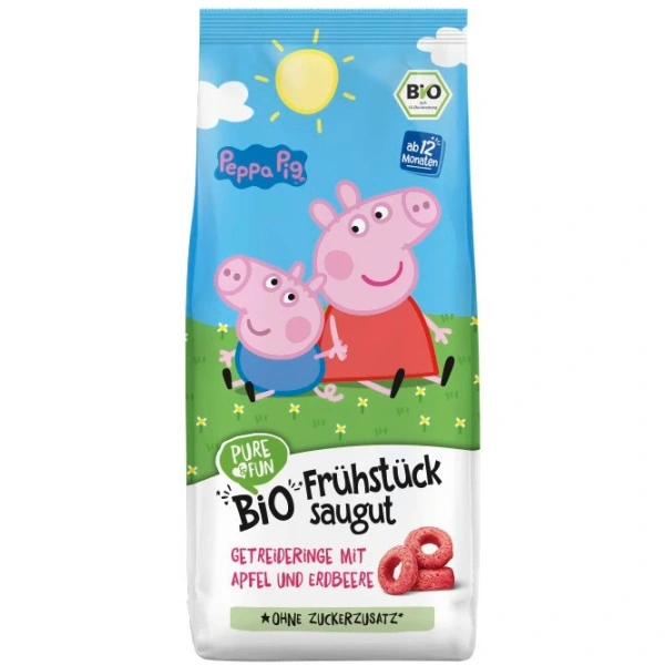 HEJO! Kółeczka śniadaniowe jabłko- truskawka BIO 125 g Świnka Peppa