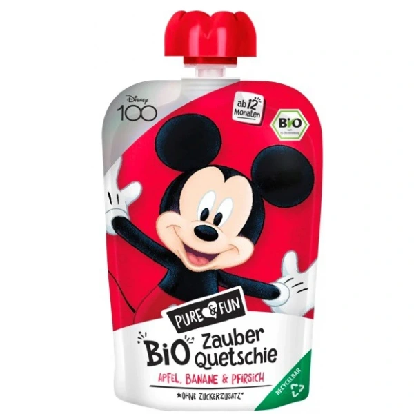 HEJO! Przecier jabłko- banan- brzoskwinia BIO 100 g Myszka Miki