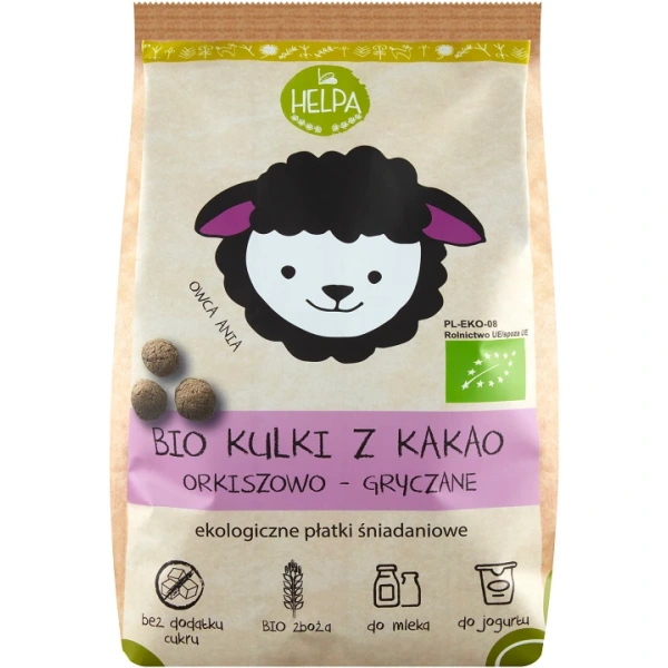 Helpa kulki orkiszowo  gryczane z kakao bez dodatku cukrów bio 160 g