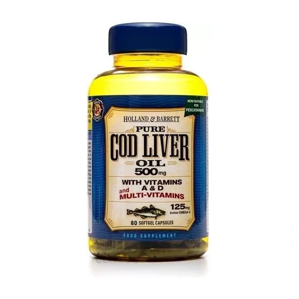 Holland & Barrett Cod Liver Oil 500 mg (60 kaps.)
