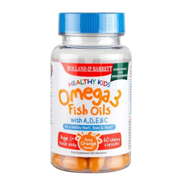 Holland & Barrett Healthy Kids Omega 3 Fish Oil with A, D, E & C (60 kaps.)