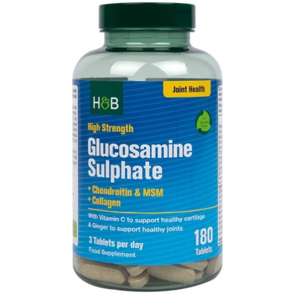 HOLLAND & BARRETT Glucosamine Sulphate + Chondroitin & MSM + Collagen (180 tabl.)