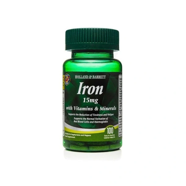 Holland & Barrett Iron 15 mg żelazo z witaminami i minerałami 100 tabletek wegańskich