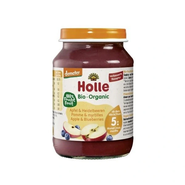 Holle jabłko  borówka bezglutenowe od 5 miesiąca demeter bio 190 g (słoik)