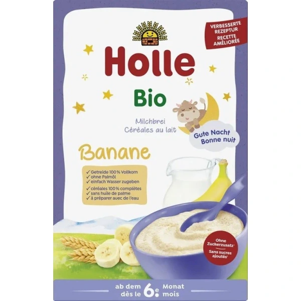 Holle kaszka pełnoziarnista mleczno  bananowa bez dodatku cukrów od 6 miesiąca bio 250 g