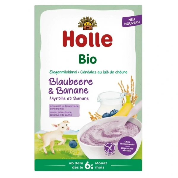 Holle kaszka ryżowa mleczna jagodowo  bananowa bez dodatku cukrów bezglutenowa od 6 miesiąca bio 200 g