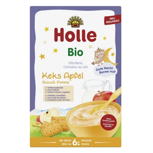 Holle kaszka zbożowa mleczna ciasteczkowo  jabłkowa bez dodatku cukrów od 6 miesiąca bio 250 g
