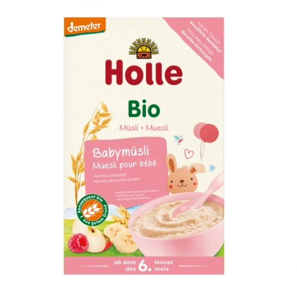 Holle kaszka zbożowa musli malina  jabłko  banan bez dodatku cukrów od 6 miesiąca demeter bio 250 g