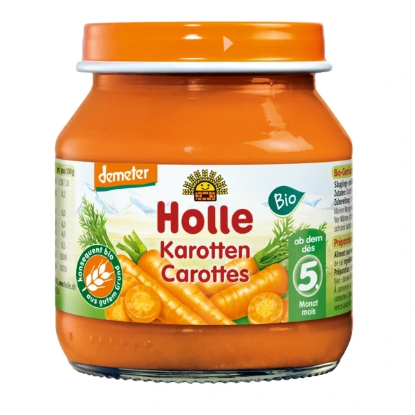 Holle marchew bez dodatku cukrów bezglutenowa od 5 miesiąca demeter bio 125 g (słoik)