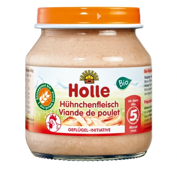 Holle mięso kurczaka bez dodatku cukrów bezglutenowe od 5 miesiąca bio 125 g (słoik)
