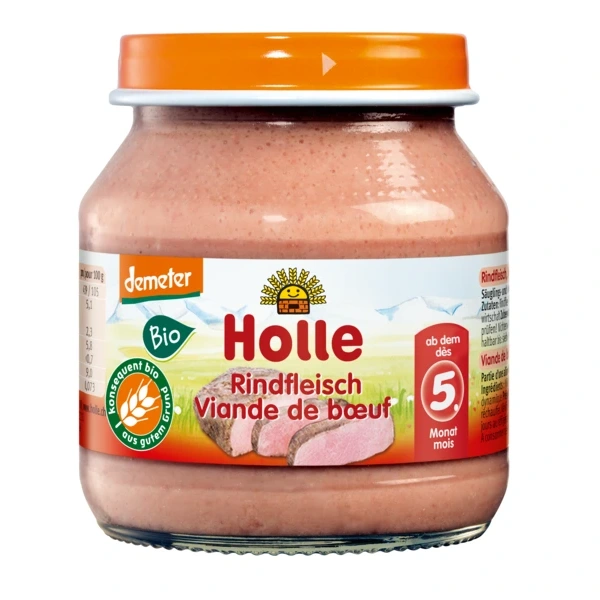 Holle mięso wołowina bez dodatku cukrów bezglutenowe od 5 miesiąca demeter bio 125 g (słoik)