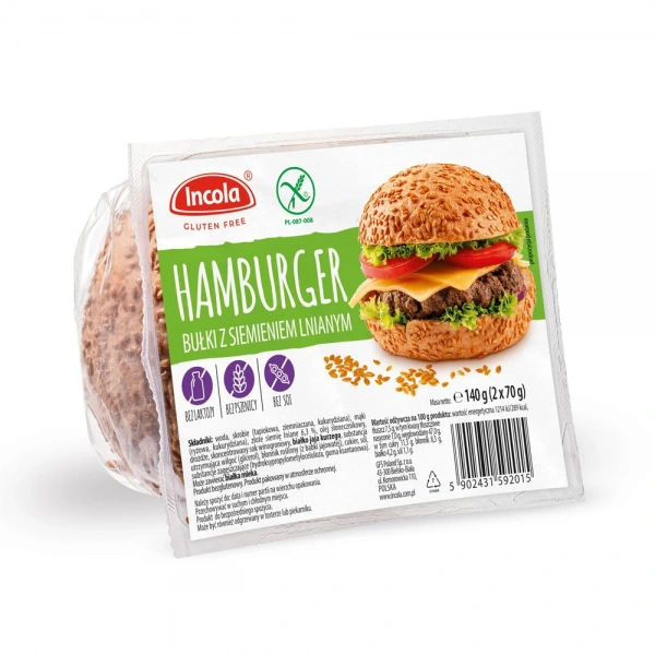 Incola bułki do hamburgerów z siemieniem lnianym bezglutenowe (2 szt.) 140 g