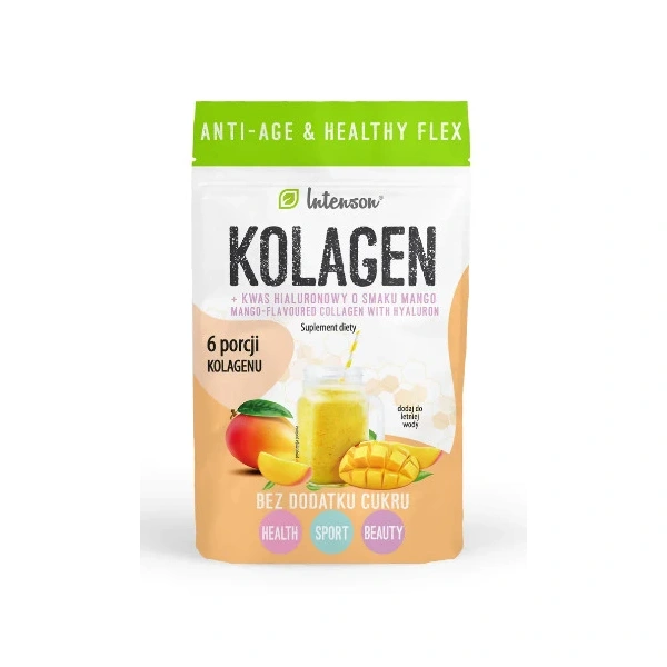 Intenson Kolagen + kwas hialuronowy + witamina C o smaku mango 60g