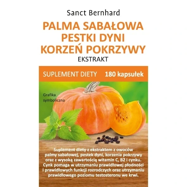 KRAUTERHAUS SANCT BERNHARD Palma sabałowa, pestki dyni, korzeń pokrzywy -  ekstrakt (180 kaps.)