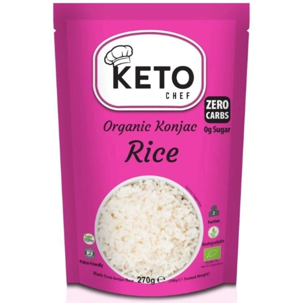 Keto Chef Makaron Konjac Kształt Ryżu Bezglutenowy BIO 270 g
