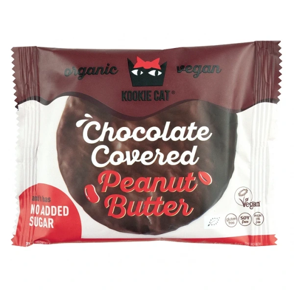 Kookie cat ciastko wegańskie z czekoladą bez dodatku cukrów i z kremem z orzeszków ziemnych bezglutenowe bio 50 g