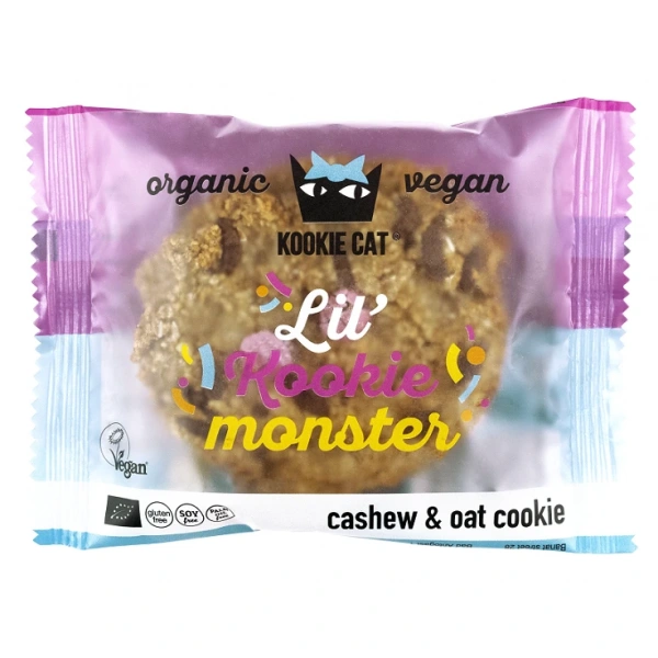 Kookie cat ciastko wegańskie z kolorowymi drażetkami czekoladowymi i wanilią bezglutenowe bio 50 g