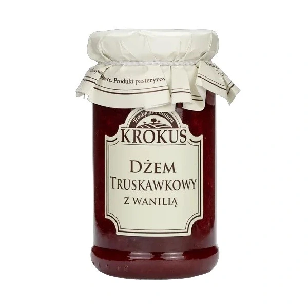 Krokus dżem truskawkowy z wanilią o obniżonej zawartości cukru bezglutenowy 235 g