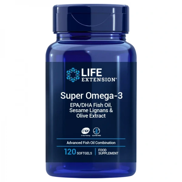 LIFE EXTENSION Super Omega-3 EPA/DHA z Lignanami Sezamowymi i Ekstraktem z Oliwek EU (120 kaps.)