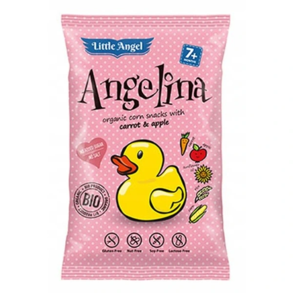 LITTLE ANGEL Chrupki kukurydziane mini ANGELINA marchew jabłko od 7 mc. 30g