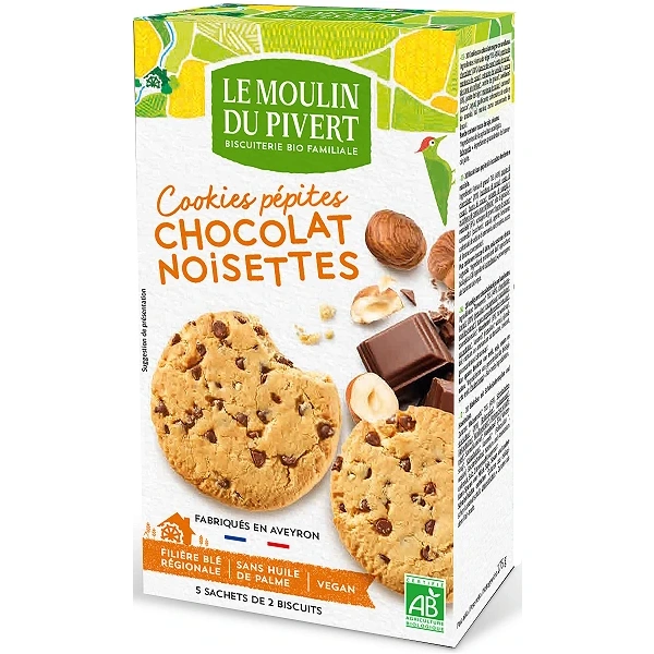 Le moulin du pivert ciastka z dropsami czekoladowymi i orzechami laskowymi bio 175 g