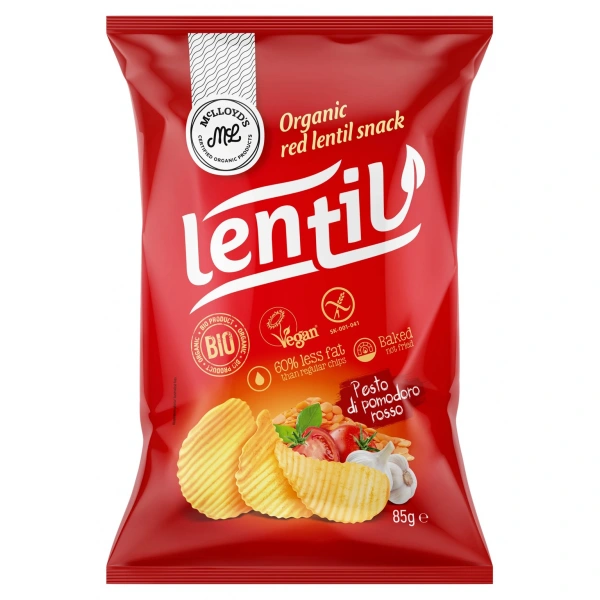 MCLLOYDS Chipsy z czerwonej soczewicy o smaku pesto rosso BEZGL. BIO 85 g