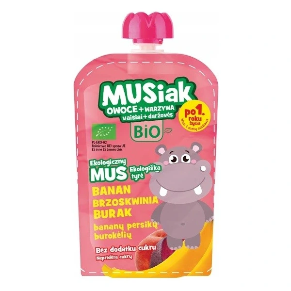 MUSIAKI Mus owocowo- warzywny banan brzoskwinia burak  BIO 100 g