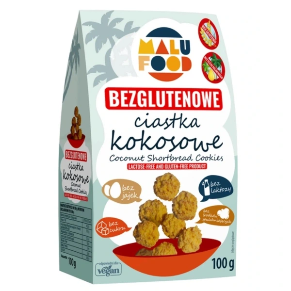 Malu Food Ciastka Kokosowe Bez Cukru Bezglutenowe 100 g