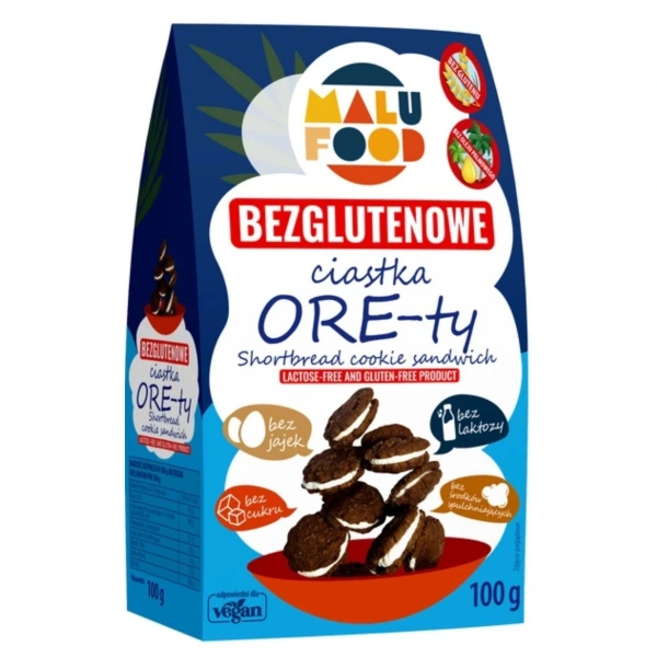 Malu Food Ciastka Ore-Ty Bez Cukru Bezglutenowe 100 g