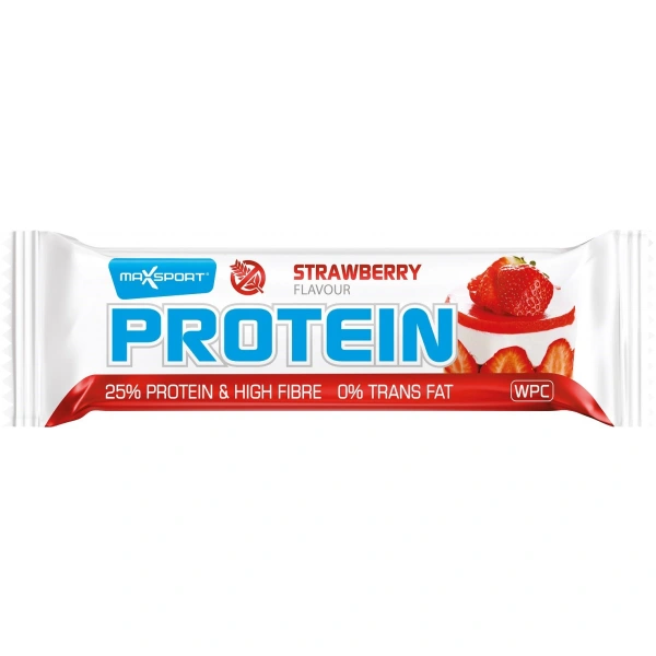 Maxsport baton proteinowy wpc o smaku truskawkowym w białej polewie bezglutenowy 60 g
