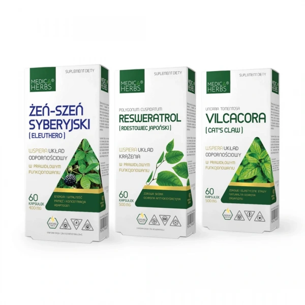 Medica Herbs Protokół Podstawowy (Żeń-szeń syberyjski, Resweratrol, Vilcacora)