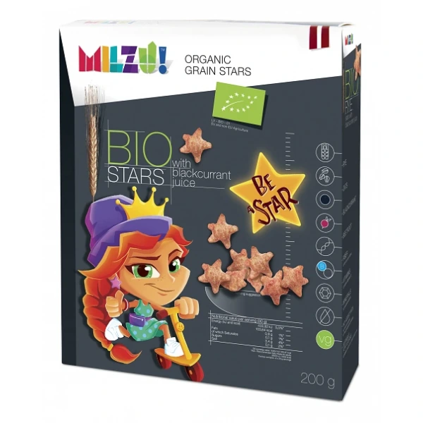 Milzu Gwiazdki Żytnio-Owsiane O Smaku Czarnej Porzeczki BIO 200 g