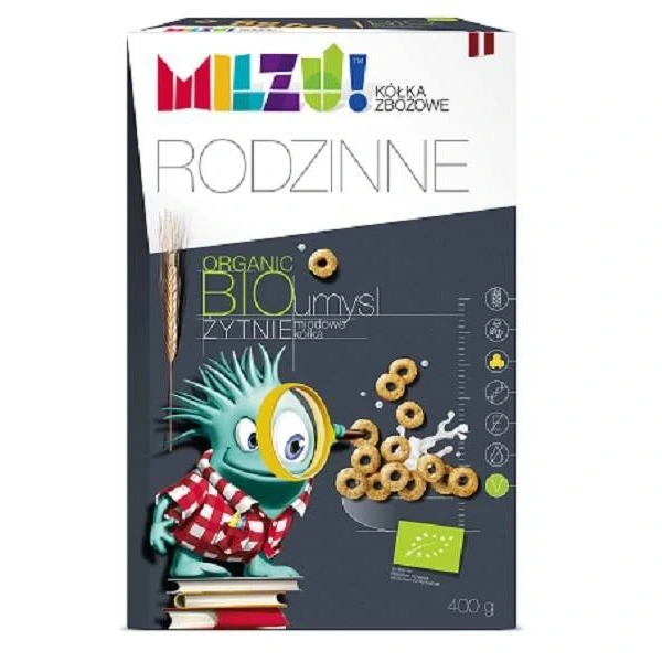 Milzu Kółka Żytnio-Owsiane Miodowe Umysł BIO (2x200 g) 400 g