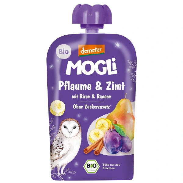 Mogli mus śliwka  gruszka  jabłko  banan  cynamon bez dodatku cukrów demeter bio 100 g