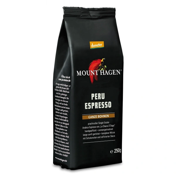 Mount hagen kawa ziarnista arabica 100 % peru espresso demeter bio 250 g