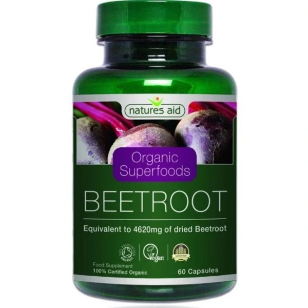 NATURES AID EKO Beetroot - Ekstrakt z korzenia Buraka (60 kaps.)