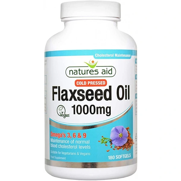 NATURES AID Flaxseed Oil 1000 mg - Olej lniany (180 kaps.)