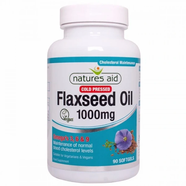 NATURES AID Flaxseed Oil 1000 mg - Olej lniany (90 kaps.)