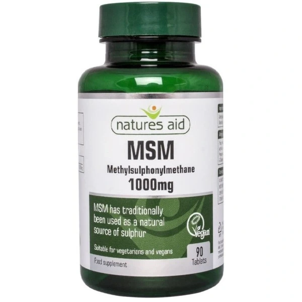 NATURES AID Siarka MSM - Metylosulfonylometan 1000 mg (90 tabl.)