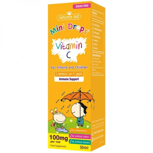 NATURES AID Vitamin C Mini Drops - Witamina C w kroplach dla Dzieci (50 ml)