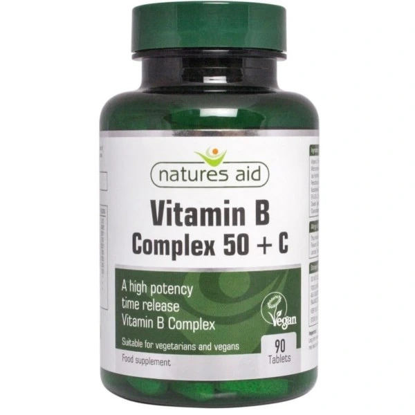 NATURES AID Witamina B Complex B-50 + Witamina C (90 tabl.)