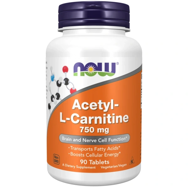 NOW FOODS Acetylo-l-karnityna 750 mg (90 tabl.)