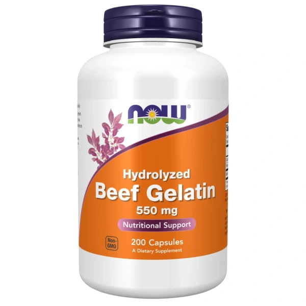 NOW FOODS Beef Gelatin - Żelatyna wołowa 550 mg (200 kaps.)