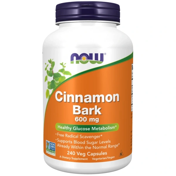 NOW FOODS Cinnamon Bark - Cynamon 600 mg (240 kaps.)