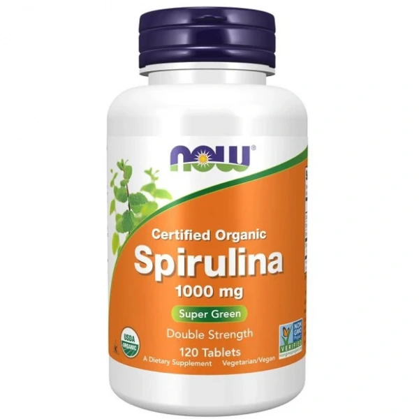 Now Foods Spirulina organiczna 1000mg 120 tabletek wegańskich