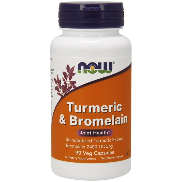 NOW FOODS Turmeric & Bromelain - Kurkuma 300 mg + Bromelaina 150 mg (90 kaps.)